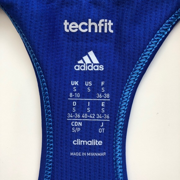 Adidas Techfit Climalite Sport Bra Top Small Blue🔵Has Only Been Air-Dried🔵 - Picture 4 of 7